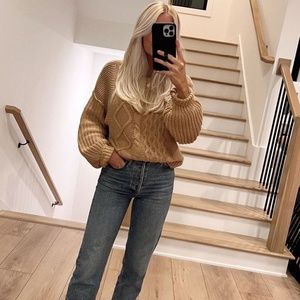 Free People Dream Cable Crew Sweater